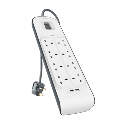 Belkin 8-Outlet Surge Protector with 2M Cord + 2 USB BSV804AF2M