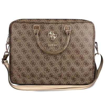 Guess 4G 15inch Computer Bag with Metal Logo - Brown