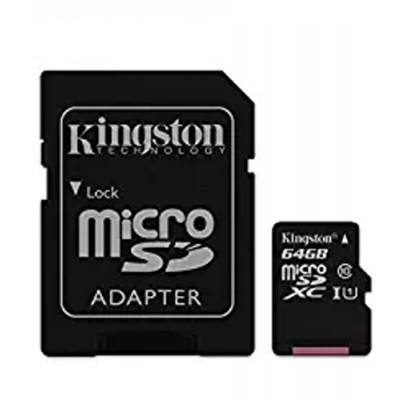 Kingston 64GB microSDXC Canvas Select Plus 100MB/s Read A1 Class 10 UHS-I Memory Card + Adapter (SDCS2/64GB)