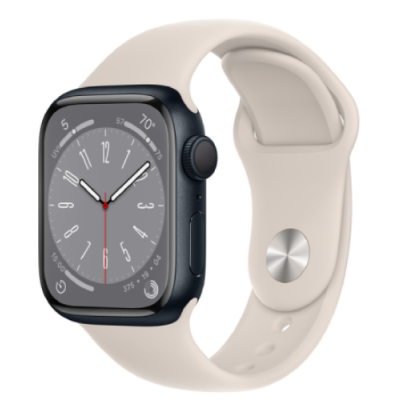 Apple Watch Series 8 Midnight Aluminum Case with Sport Band Starlight 41mm (GPS)