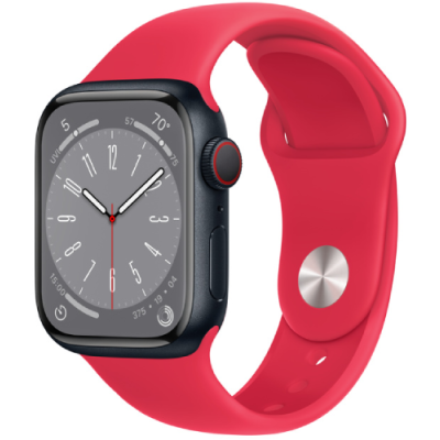 Apple Watch Series 8 Midnight Aluminum Case with Sport Band Red 41mm (GPS + Cellular)
