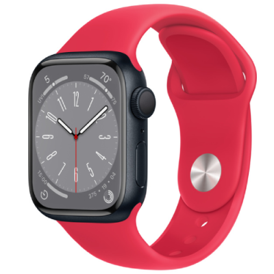 Apple Watch Series 8 Midnight Aluminum Case with Sport Band Red 45mm (GPS)
