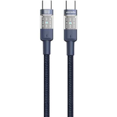 Porodo 100W PD Braided - Transparent USB-C to USB-C Cable - 1.2m / 4ft