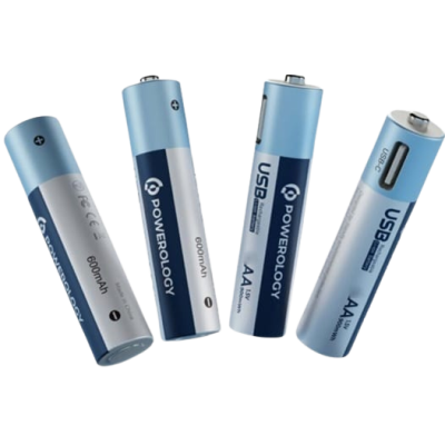 Powerology AA USB-C Rechargeable Lithium-ion Battery - 4 Pieces