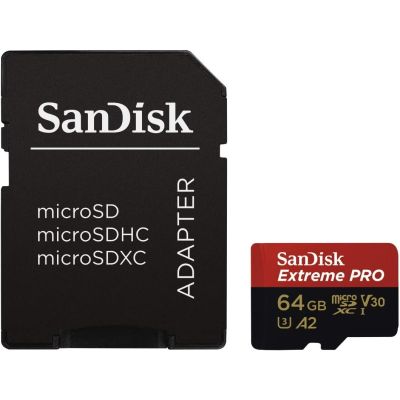 SanDisk Extreme Pro 64GB microSDXC UHS-1 Card with Adapter