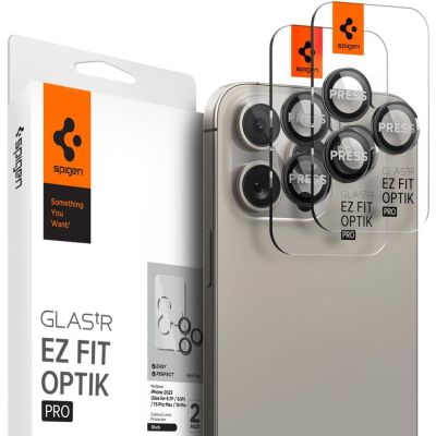 Spigen iPhone 15 Pro Max / 15 Pro / 14 Pro Max / 14 Pro Glas.tR Ez Fit Optik Pro Lens Protector - 2 Pack