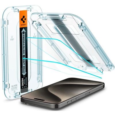 Spigen iPhone 15 Pro Max Glas.tR Ez Fit Screen Protector - 2 Pack