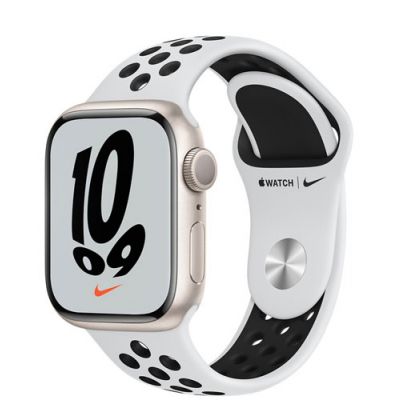 Apple Watch Series 7 Starlight Aluminium Case With Nike Pure Platinum/ Black Sport Band 45mm (GPS)