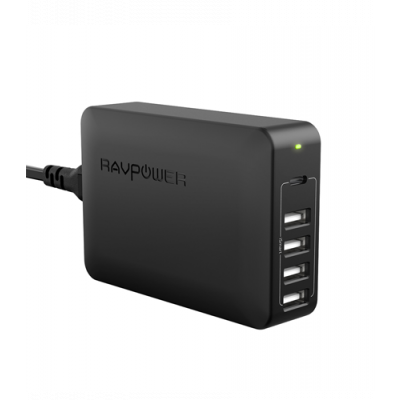 RAVpower 60W 5-Port Usb Desktop Charger With USB-C PD RP-PC059